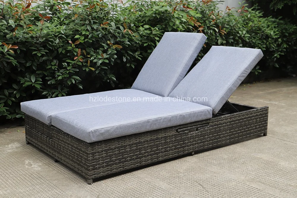 Outdoor Rattan Patio Lounger Garden Furniture Courtyard Luxury Aluminum Chaise Sun Lounger