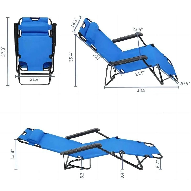 178cm Foldable Lightweight Patio Fishing Seat Recliner Lying Lounger Bed Deck Chair