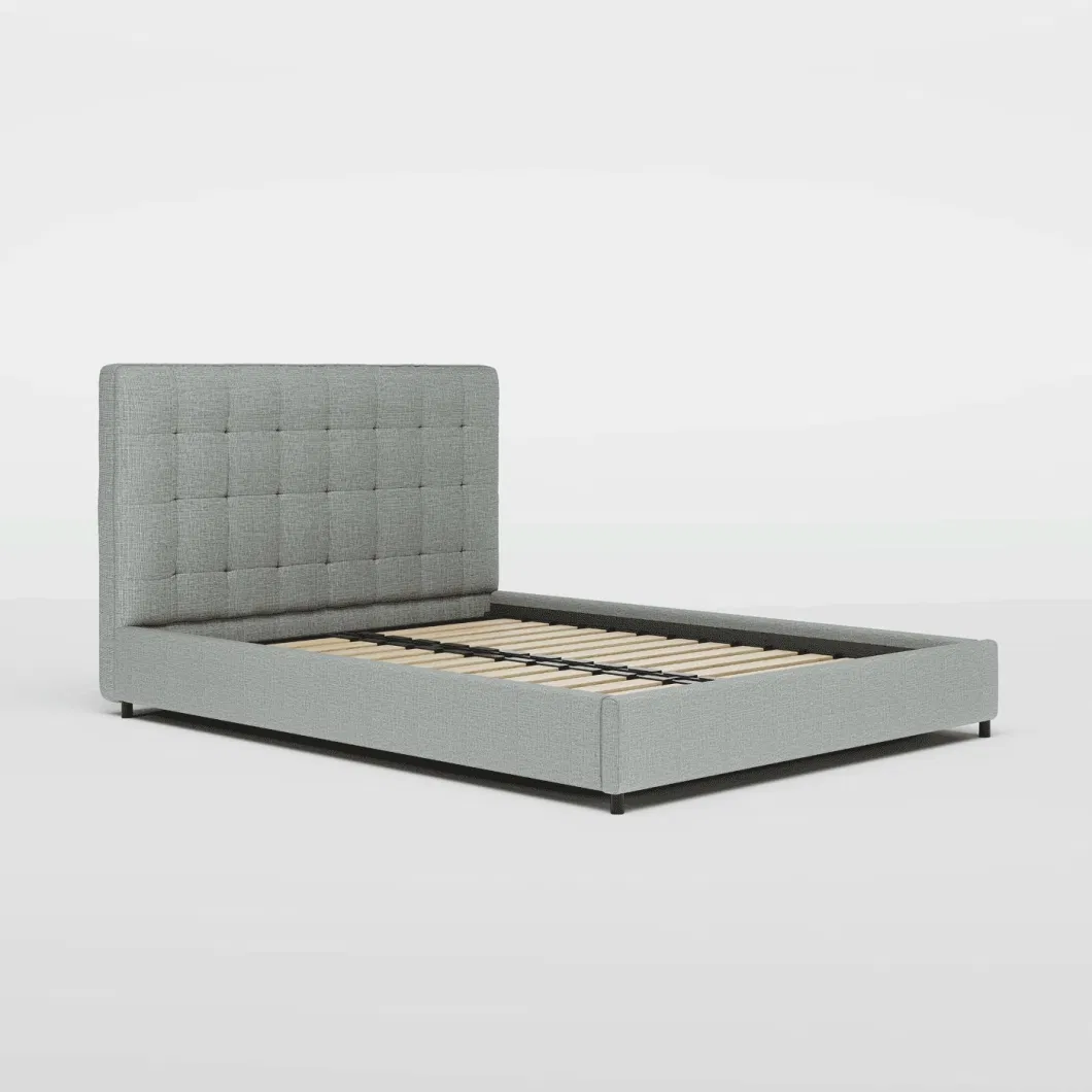 Hydraulic Lift-up Storage Bedwishupholstered Platform Bed, King Size, Light Gray
