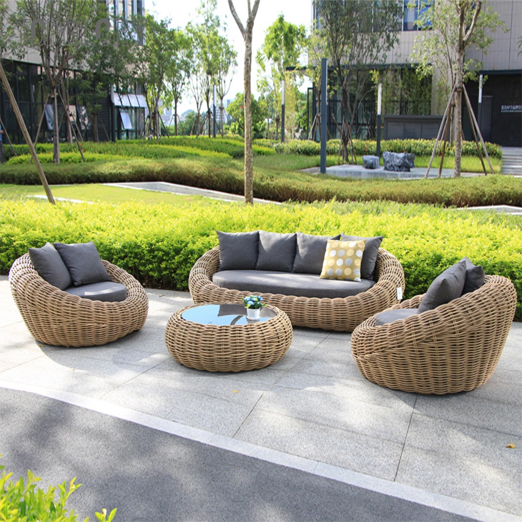 Home Patio Furniture Modern Outdoor Leisure Garden Aluminum Rattan Sectional Sofa Set with Coffee Table