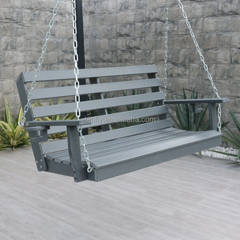Outdoor Patio Porch Swing with Chain HDPE Bench Hammock Hanging Swing Chair HDPE