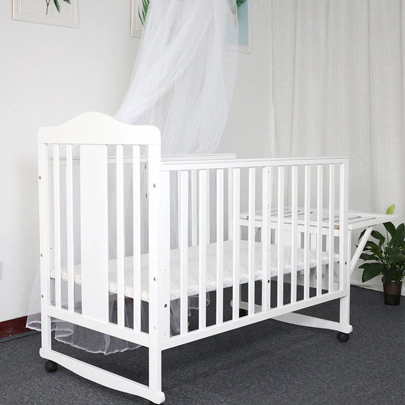 2021 Chinese Cama Bebe Children Toddler Bed Crib Swing Cot Solid Wood/Travel Cot for Baby/Baby Furniture