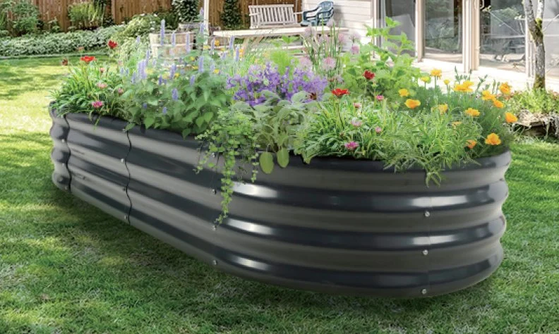 Raised Bed Outdoor Garden Planter Vegetables Flowers Metal Round Shape Furniture