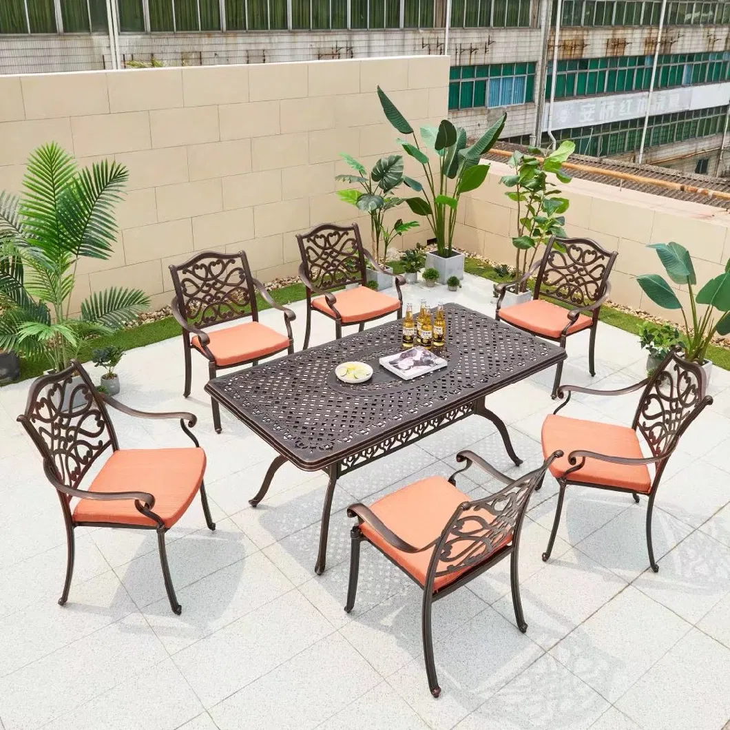 Outdoor Villa Courtyard Garden Simple Open-Air Balcony Leisure Commercial Cast Aluminum Desk and Chair Combination Furniture