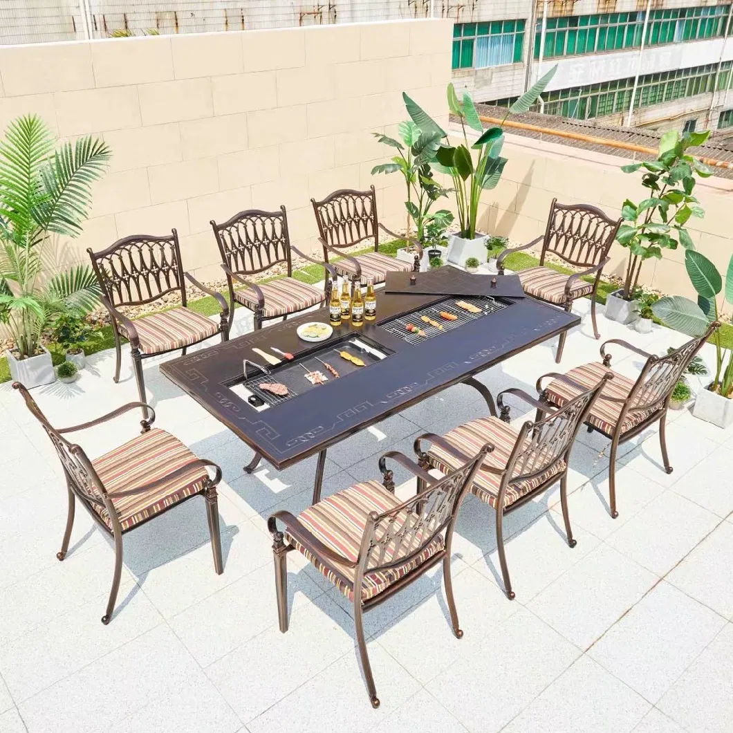 Outdoor Villa Courtyard Garden Simple Open-Air Balcony Leisure Commercial Cast Aluminum Desk and Chair Combination Furniture