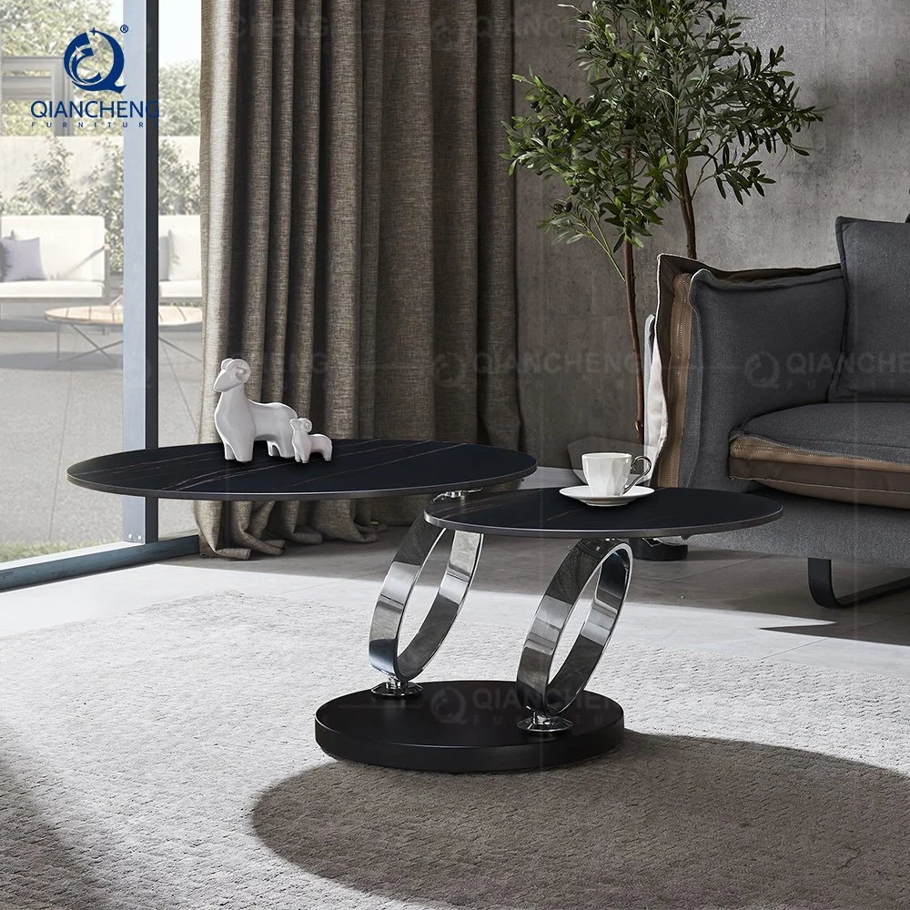 Fashionable New Hotel Furniture Sofa Table Round Black Adjustable Metal Coffee Table