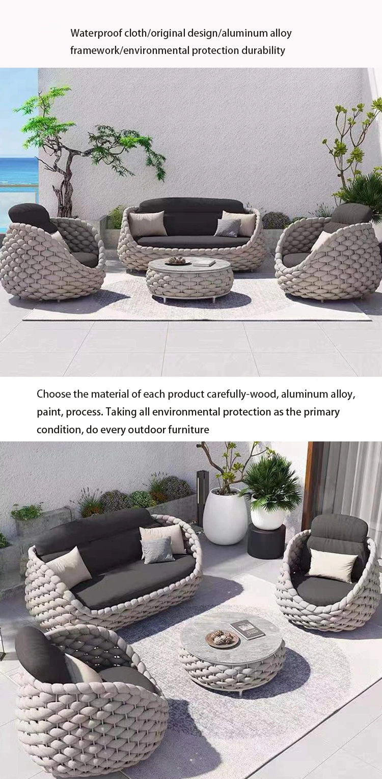Outdoor Garden Furniture Rope Chair Sets Weaving Wicker Patio Outdoor Sofa Garden Set