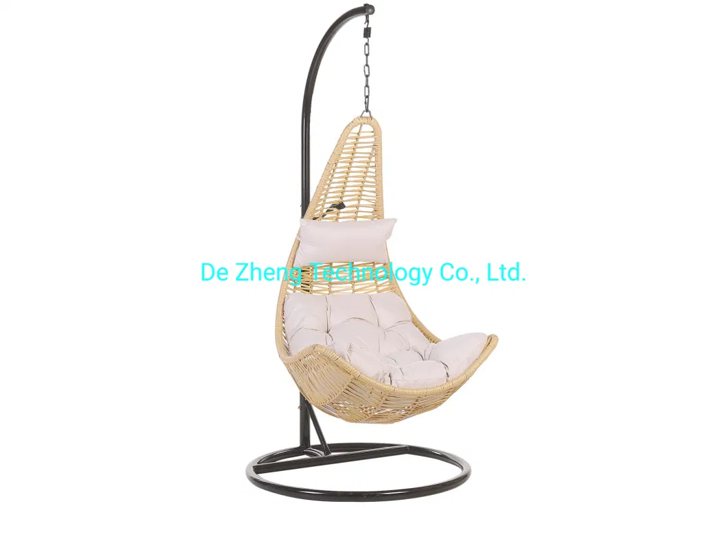 Outdoor Patio Rattan Wicker Hanging Egg Swing Chair with Metal Stand