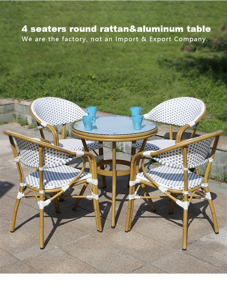 Classic French Bistro Table Sets Outdoor High Quality Rattan Chair Balcony Garden Wicker Chairs