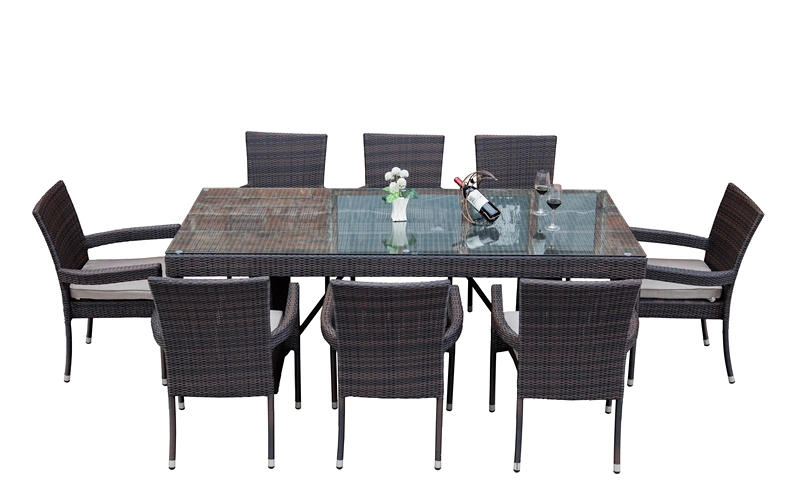 American Style Starbucks Outdoor Iron PE Rattan Coffee Table with 4 Chairs