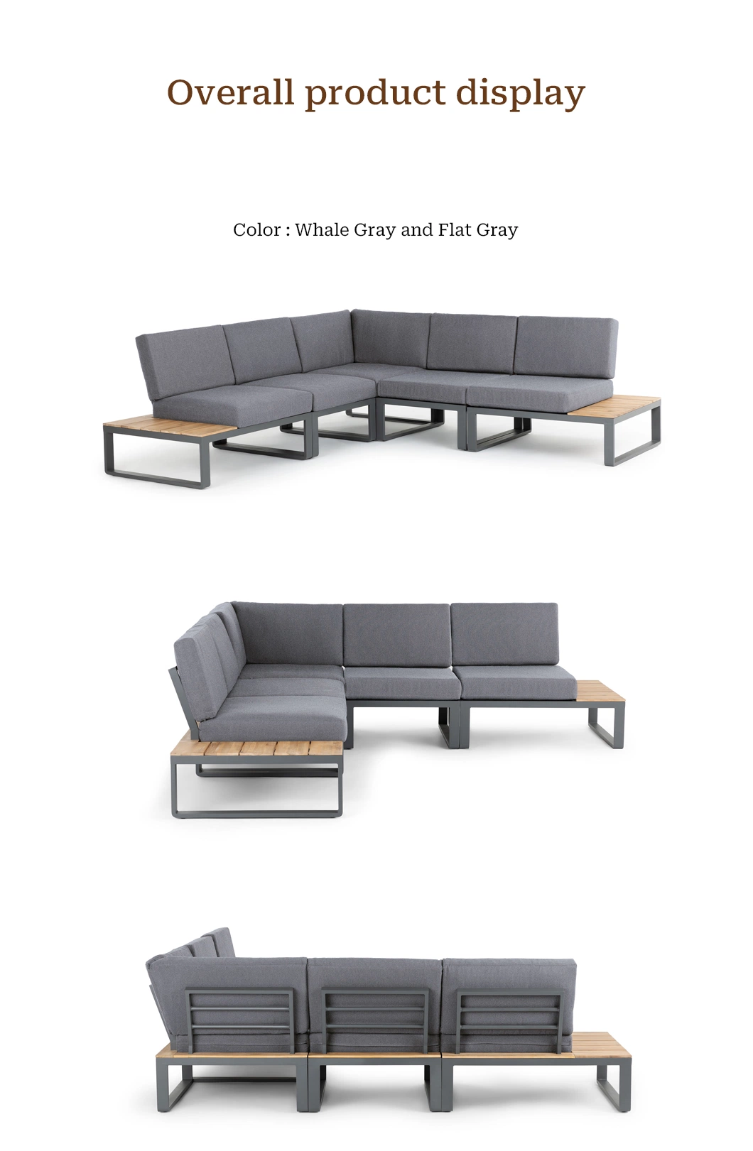 Outdoor Cloth Sofa Set Furniture Waterproof Aluminum Sectional Sofa Set