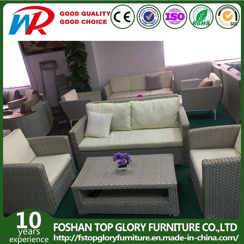 Restaurant Outdoor Garden Modern Rattan Corner Leisure Sofa with Center Table