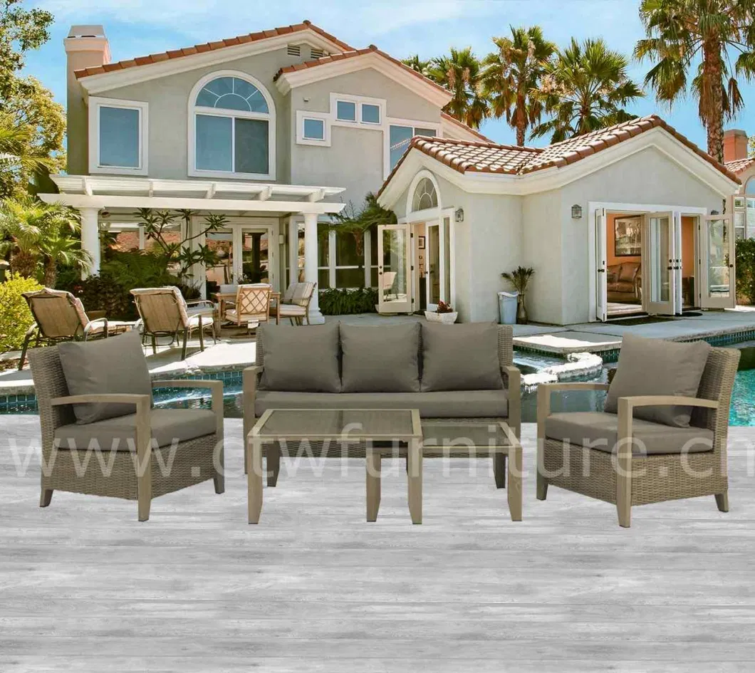 Luxurious Household Garden Furniture PE Wicker Conversation Sofa Set Heat Transfer Printing