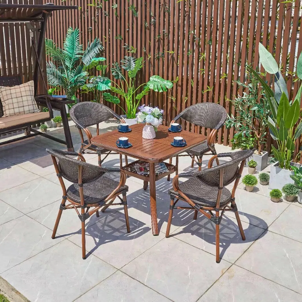 Outdoor Rattan Woven Table and Chair Combination Waterproof Aluminum Alloy Patio Balcony Casual Coffee Shop Milk Tea Shop