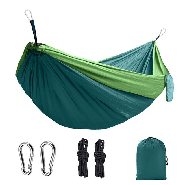 Garden Patio 2 Person Outdoor Portable Lightweight 210t Nylon Double Hammock Swing Chair Bed Parachute Mosquito Net Hanging Camping Hammock