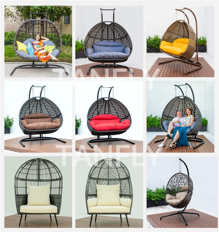 Hot Selling Outdoor Hanging Egg Chair 2 Seater Rattan Garden Furniture Patio Swing