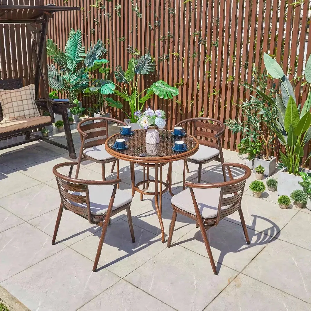 Outdoor Rattan Woven Table and Chair Combination Waterproof Aluminum Alloy Patio Balcony Casual Coffee Shop Milk Tea Shop