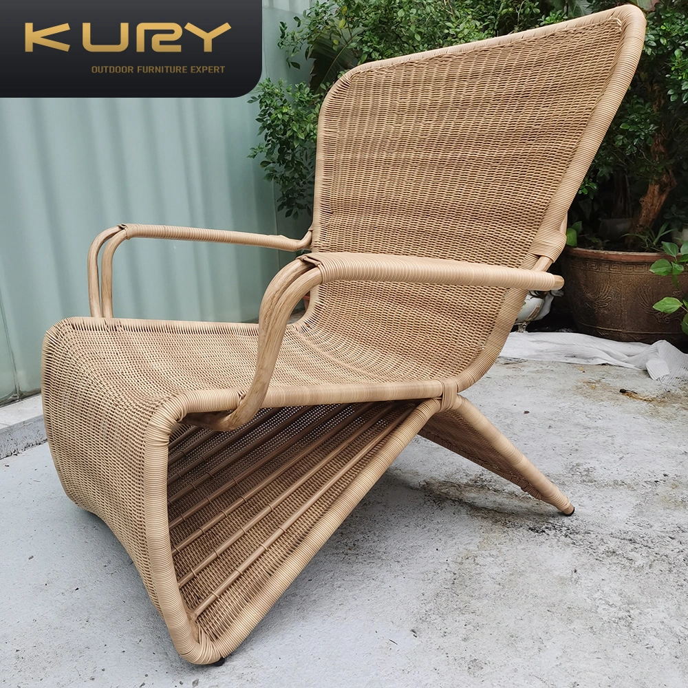 Nordic Outdoor Aluminum Alloy Frame Table and Chair Set Garden Leisure PE Rattan Weaving Chair