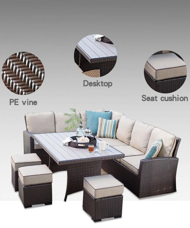 Outdoor Furniture Patio Rattan, PE Wicker Chairs Sectional Sofa Couch Conversation Sets