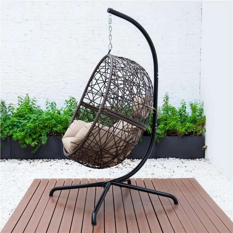 Patio Swings Chair Modern Rattan Wicker Egg Chair Outdoor Indoor Hanging Swing Chair with Stand