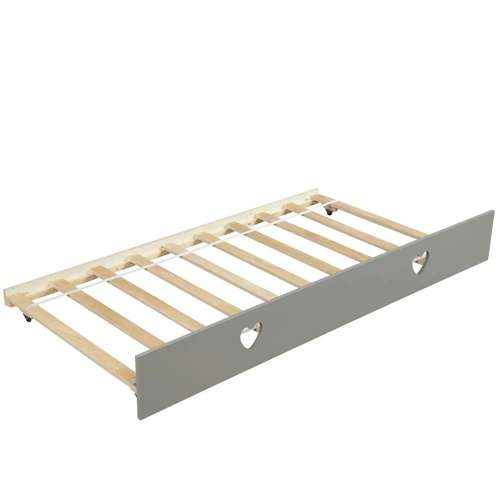 No. 13051 Gray with Trundle Loving Twin Size Kid Platform Bed