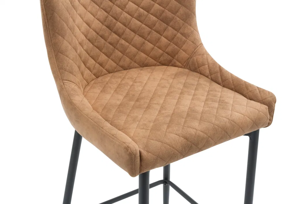 High Quality Light Brown Metal Spring Leg Modern Velvet Bar Chair