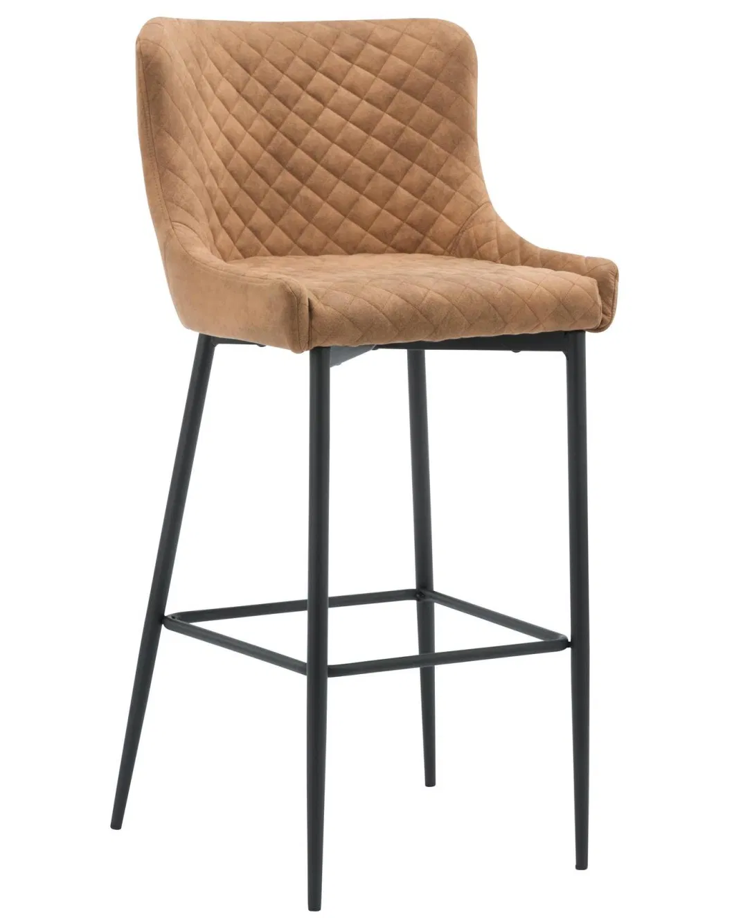 High Quality Light Brown Metal Spring Leg Modern Velvet Bar Chair