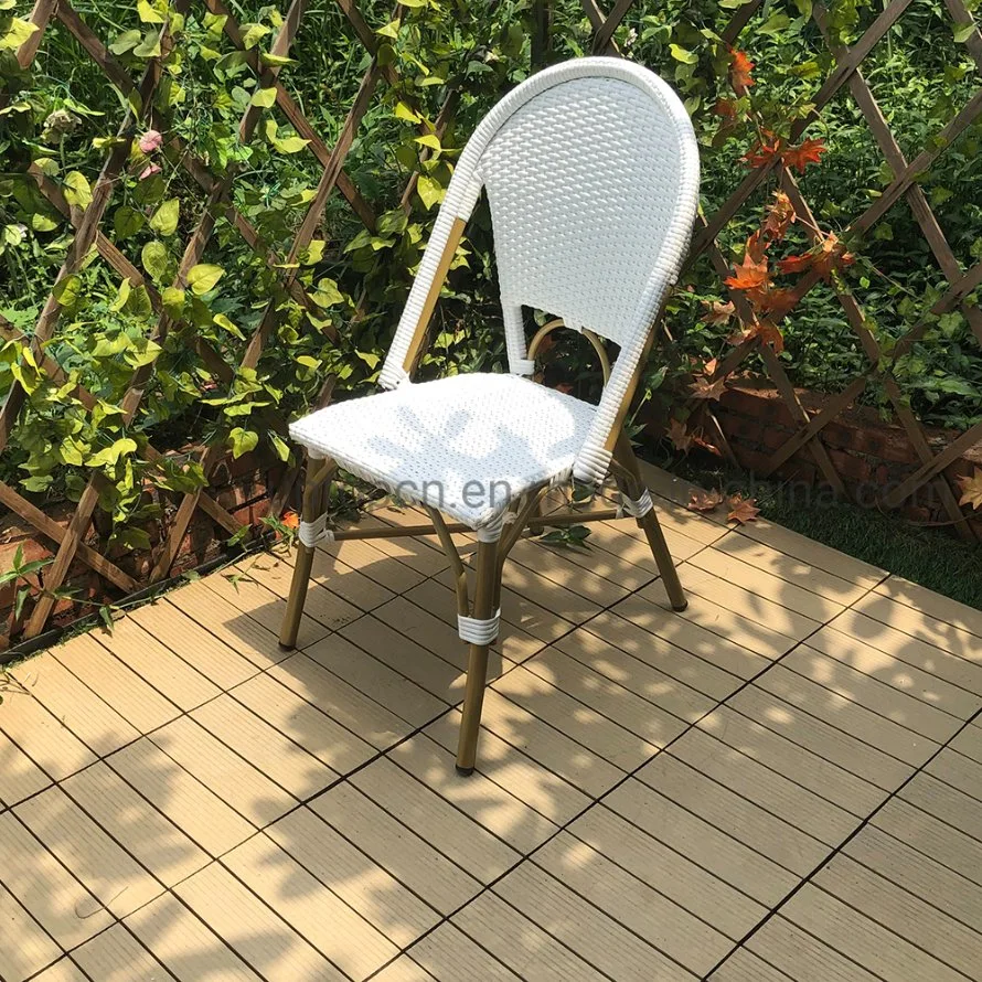 French Bistro Bamboo Look Patio Outdoor Aluminium Rattan Chair