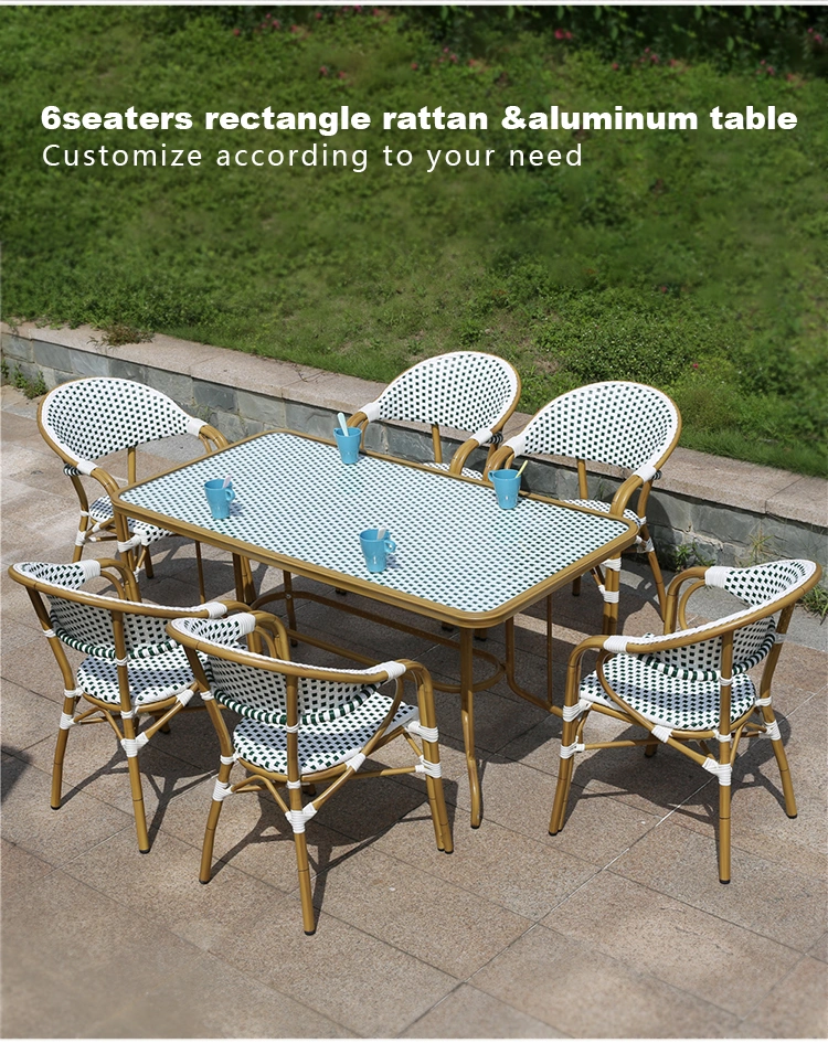 Classic French Bistro Table Sets Outdoor High Quality Rattan Chair Balcony Garden Wicker Chairs