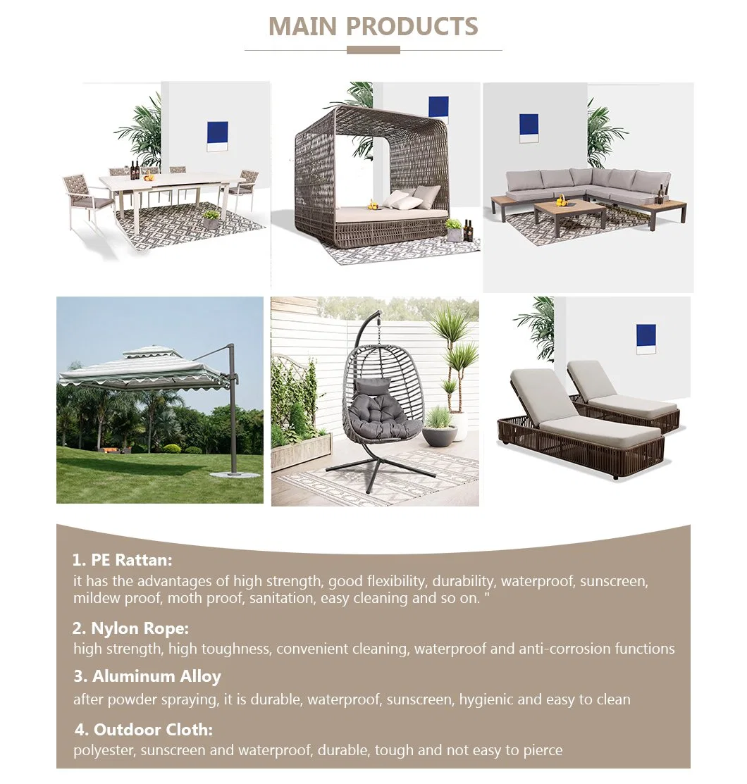 Cheap Price Rattan+Aluminum Hotel OEM Carton Foshan Garden Table and Modern Chair