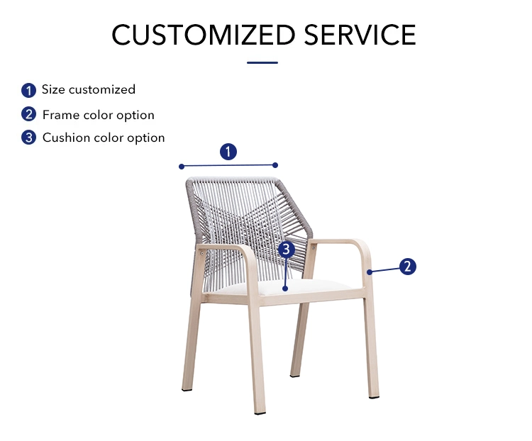 Garden Patio Table and Chair Luxury Outdoor Garden Furniture Aluminium Rope Woven Dining Set