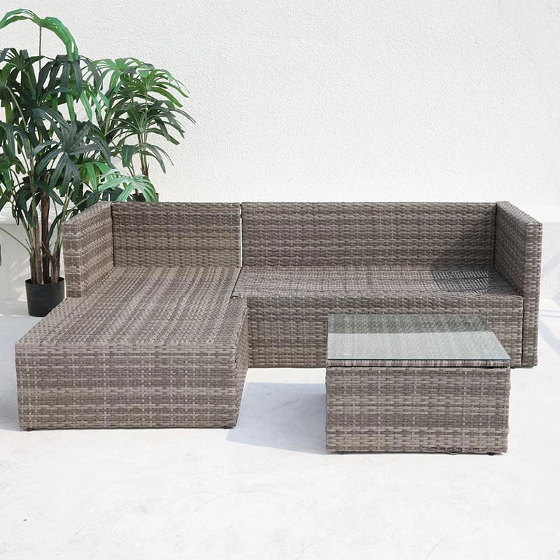 Factory Price L Shape PE Wicker Rattan Outdoor Furniture Garden Sofa Sets