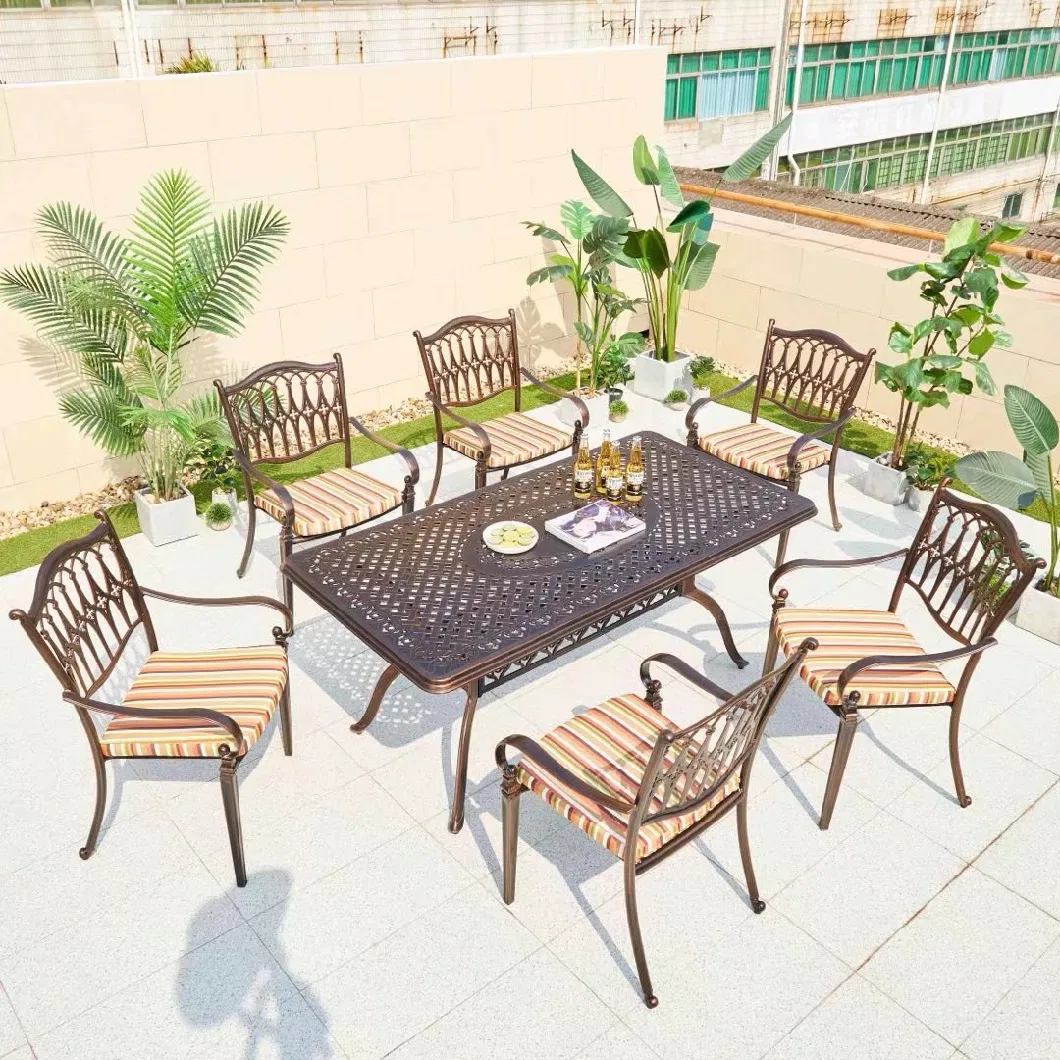 Outdoor Villa Courtyard Garden Simple Open-Air Balcony Leisure Commercial Cast Aluminum Desk and Chair Combination Furniture