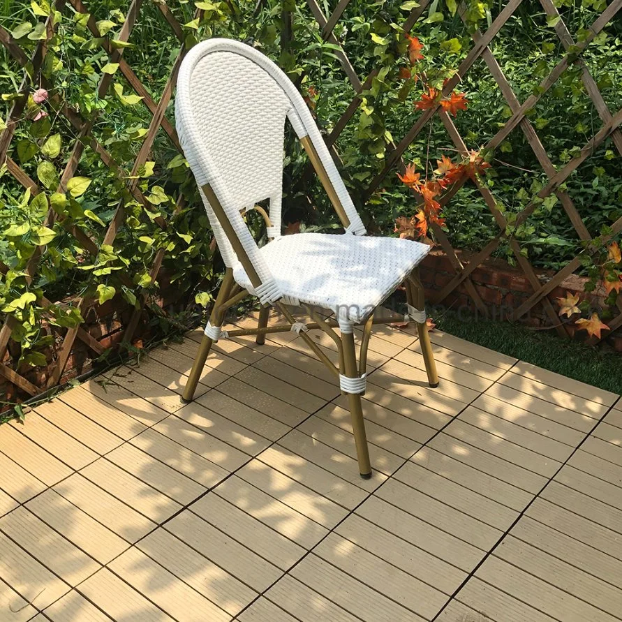 French Bistro Bamboo Look Patio Outdoor Aluminium Rattan Chair