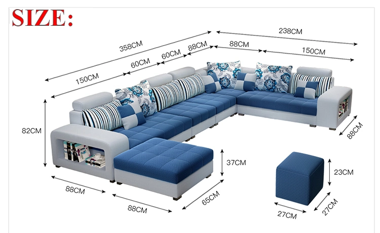 Modern Home Furnture Fabric Sectional Couch Living Room Sofa Set Luxury 7 Seater U Shaped Corner Sofa