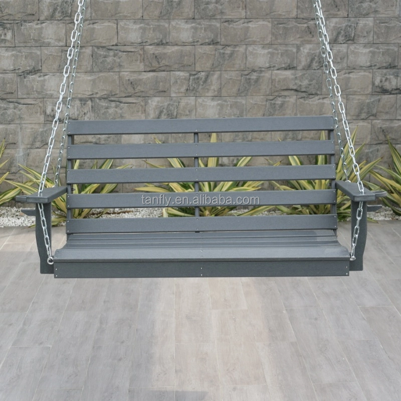 Outdoor Patio Porch Swing with Chain HDPE Bench Hammock Hanging Swing Chair HDPE