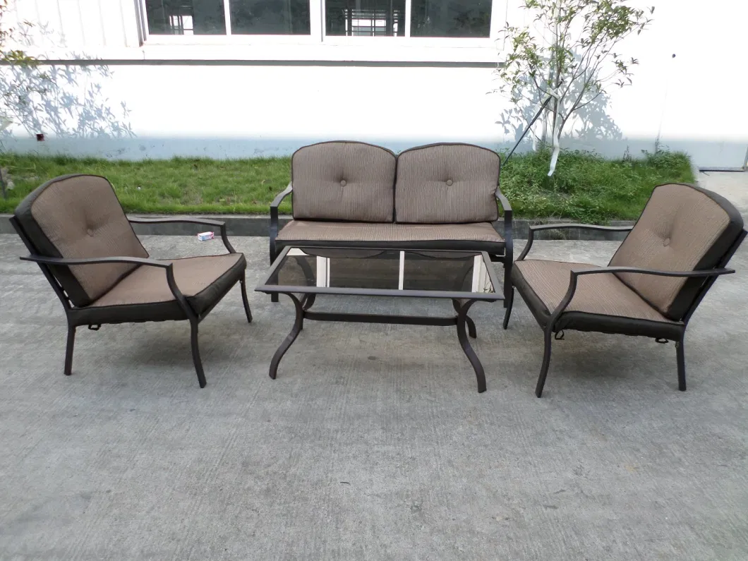 Outdoor Garden Patio Aluminum+ Steel 4PCS Furniture Sofa Set