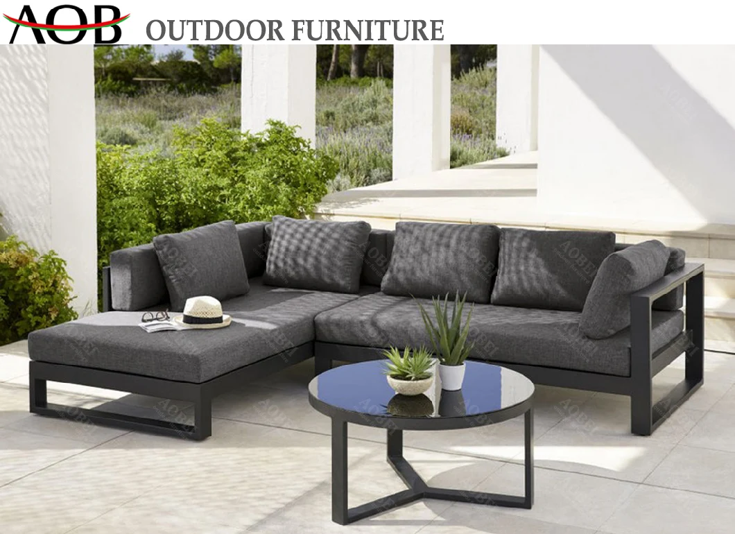 Commercial Grade Outdoor Garden Aluminum Lounge Sectional Sofa Set