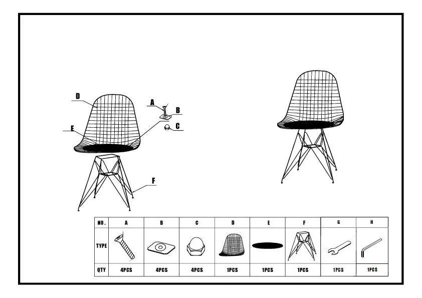 China Quality Furniture Manufacturer of Quality Welded Steel Wire Dining Chair