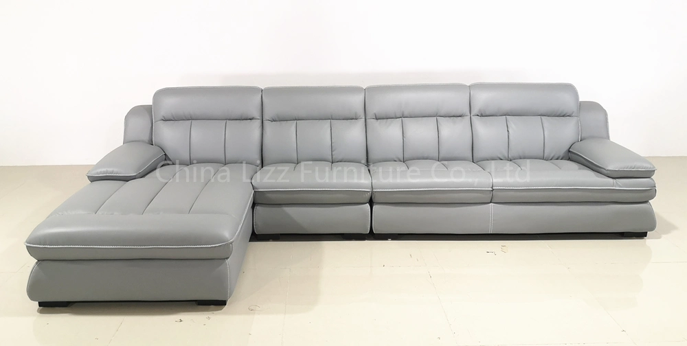 Modern L Shape Corner Genuine Leather Sectional Sofa Set