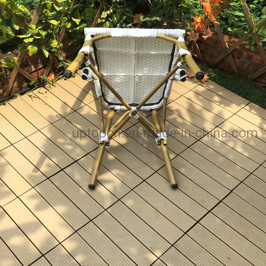 French Bistro Bamboo Look Patio Outdoor Aluminium Rattan Chair