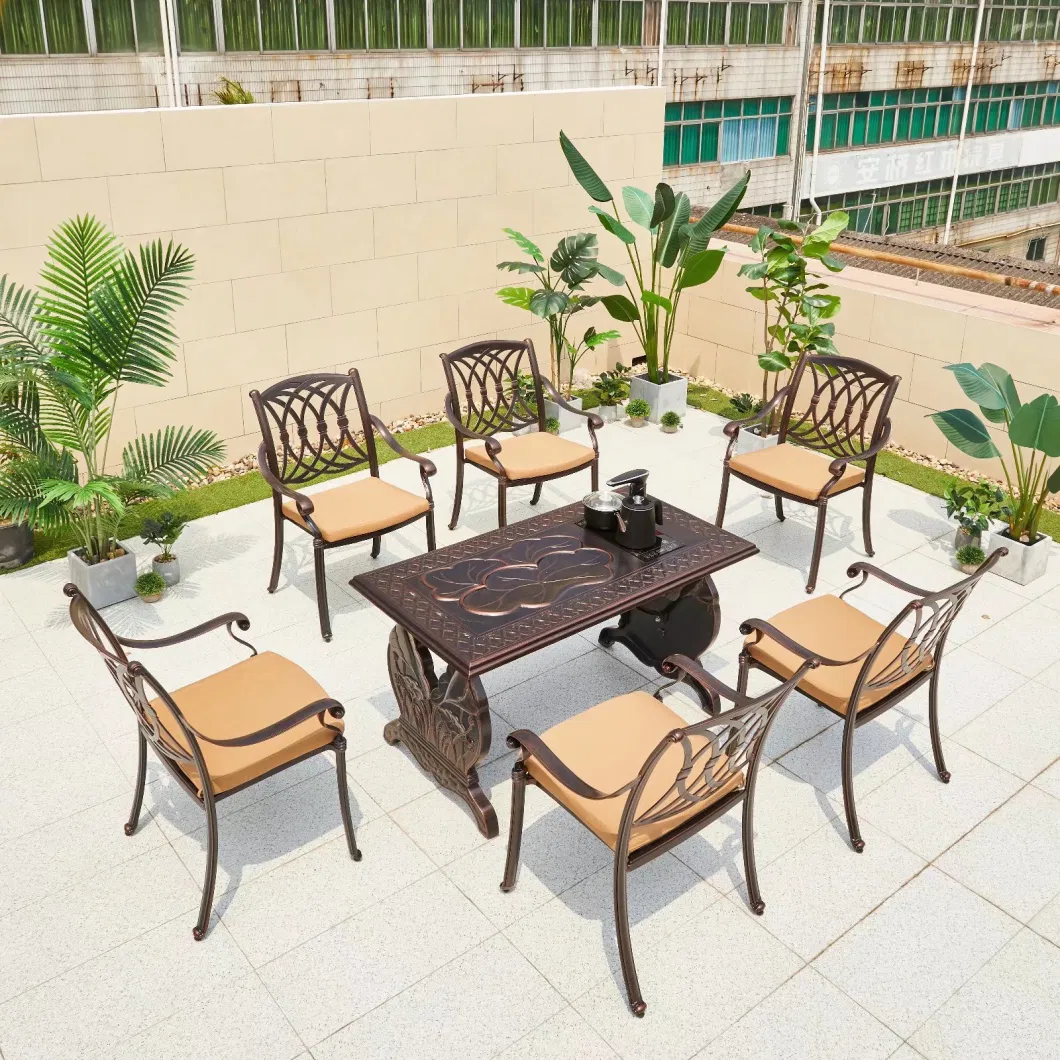 Outdoor Villa Courtyard Garden Simple Open-Air Balcony Leisure Commercial Cast Aluminum Desk and Chair Combination Furniture