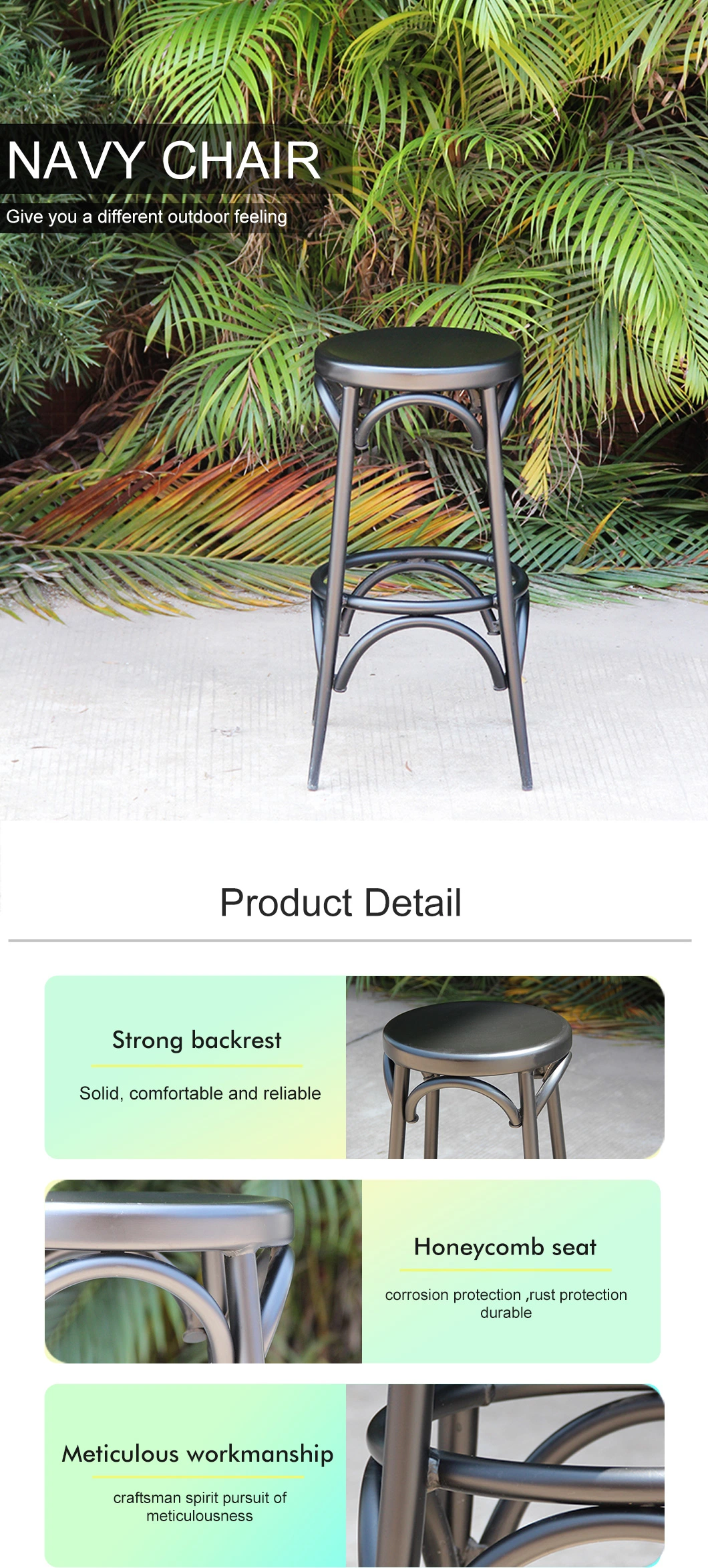 Modern Design Rust Resistant Outdoor Chair Aluminum Round Garden Furniture