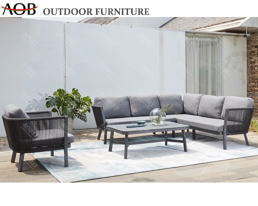 Customized Villa Backyark Exterior Outdoor Beach Resort Furniture Corner Sofa Set