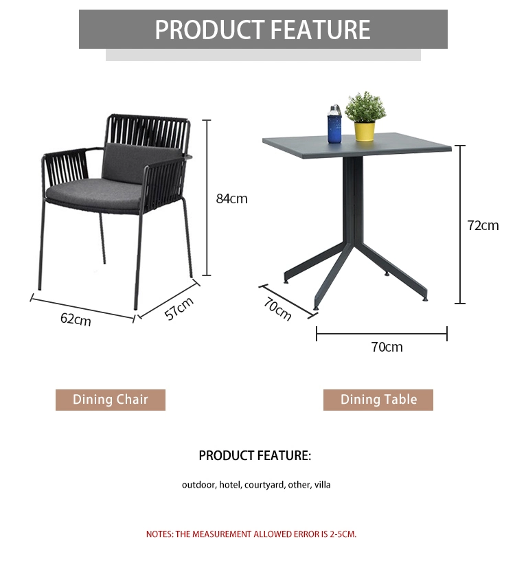 Outdoor Patio Dining Table Set Tempered Square Glass Dinner Table Teslin Bistro Set