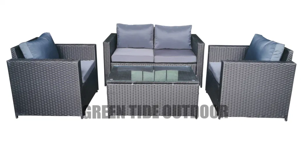 Patio Outdoor Garden Furniture Rattan Wicker Kd Sofa Set 4PCS