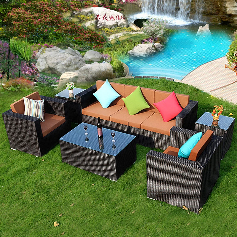 High Quality Circular Round Rattan Patio Furniture Sectional Big Outdoor Sofa