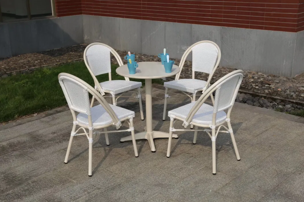 Contemporary and Contracted Leisure Outdoor Furniture White Milk Tea Shop Cafe Outdoor Garden Chairs and Tables Set Combination