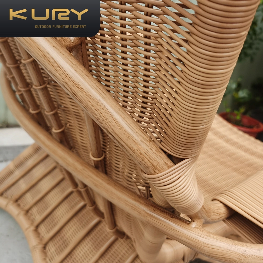 Nordic Outdoor Aluminum Alloy Frame Table and Chair Set Garden Leisure PE Rattan Weaving Chair