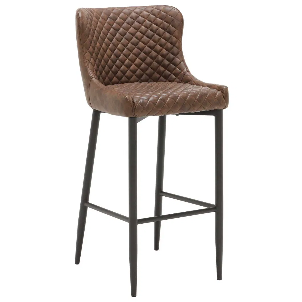 High Quality Light Brown Metal Spring Leg Modern Velvet Bar Chair